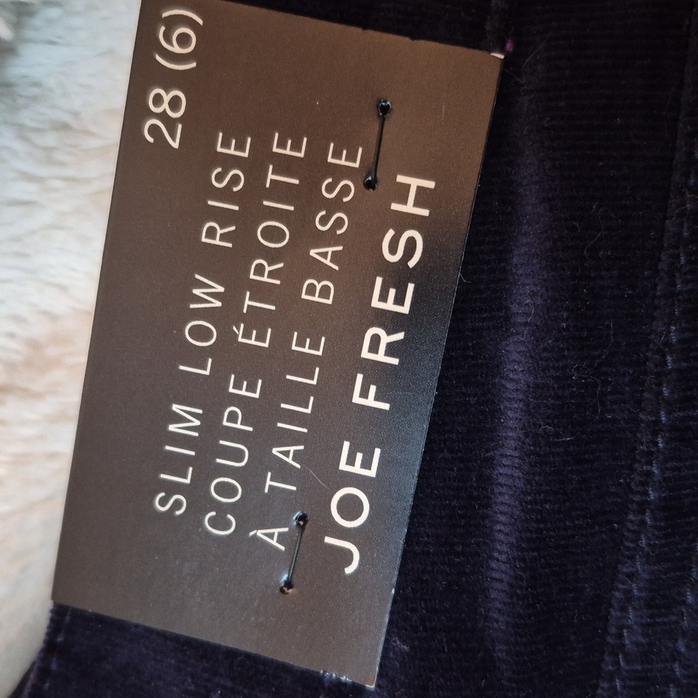 Joe Fresh Slim Low Rise Blue Corduroy Pants Size 6, New With Tags - Picture 7 of 15